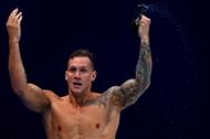 Dressel celebrates his WR 50-meter swim